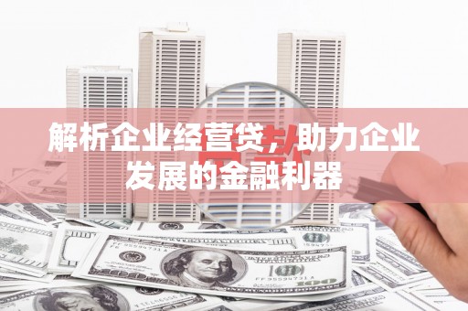 保定解析企业经营贷，助力企业发展的金融利器
