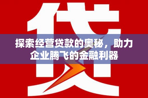 保定探索经营贷款的奥秘，助力企业腾飞的金融利器