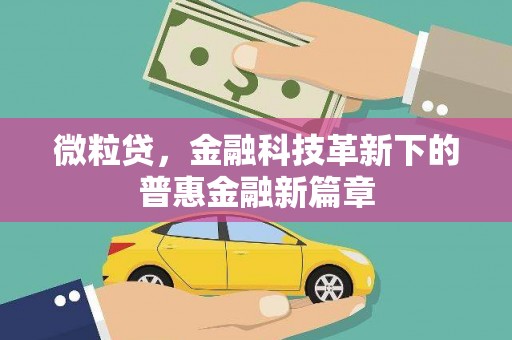 保定微粒贷，金融科技革新下的普惠金融新篇章