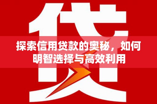 保定探索信用贷款的奥秘，如何明智选择与高效利用